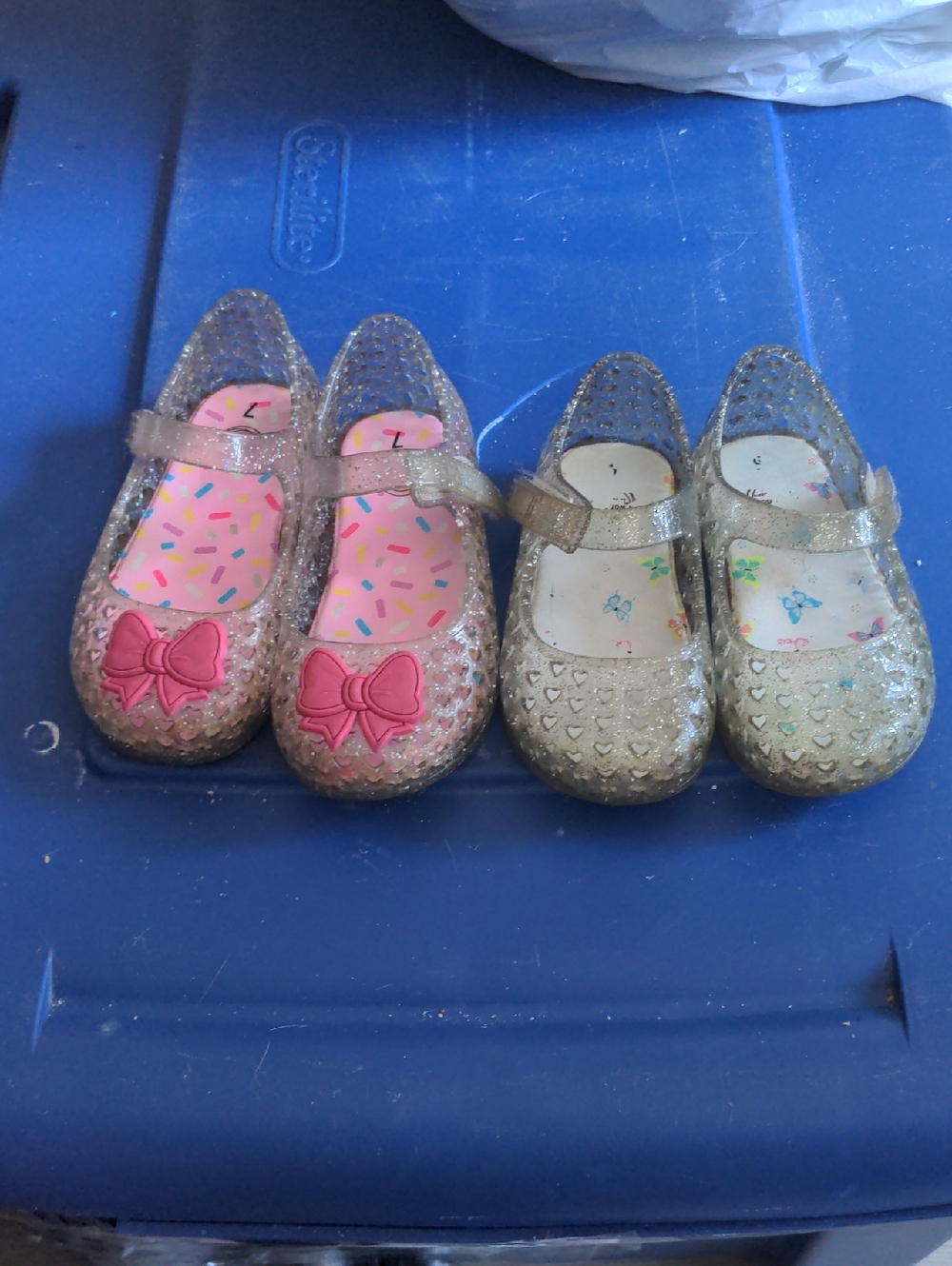 Girls Glitter Jelly Mary Janes - Pink (Size: 5 & 7)